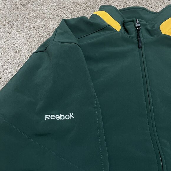 VTG Reebok Green Bay Packers Jacket Men XXL 2XL Hard Shell On Field Windbreaker - Picture 4 of 12